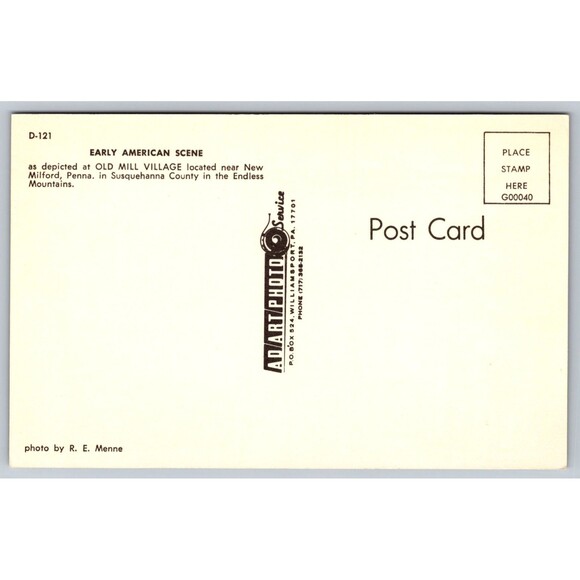 Postcard PA Milford Old Mill Village Early American Scene Stockade  c1970s - Picture 2 of 2